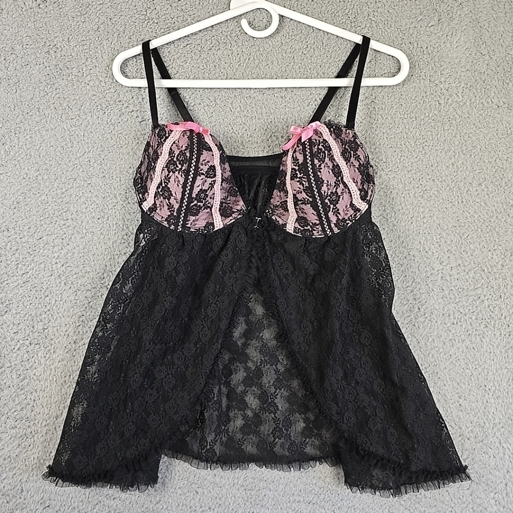 Victoria's Secret Sexy Little Things Black Sheer Ruffle Sexy Lingerie Cami 36C